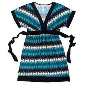 Y2K vintage babydoll dress tie Heart Soul Med USA stretch midi office siren 941